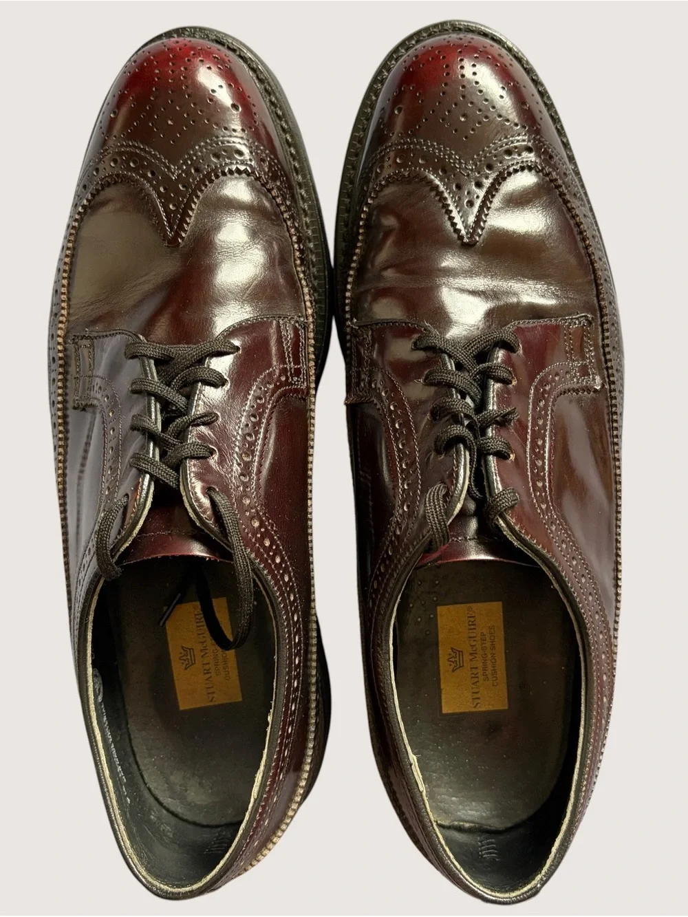 Men's Leather Wingtip Brogue Derby - Burnished Burgundy Brown